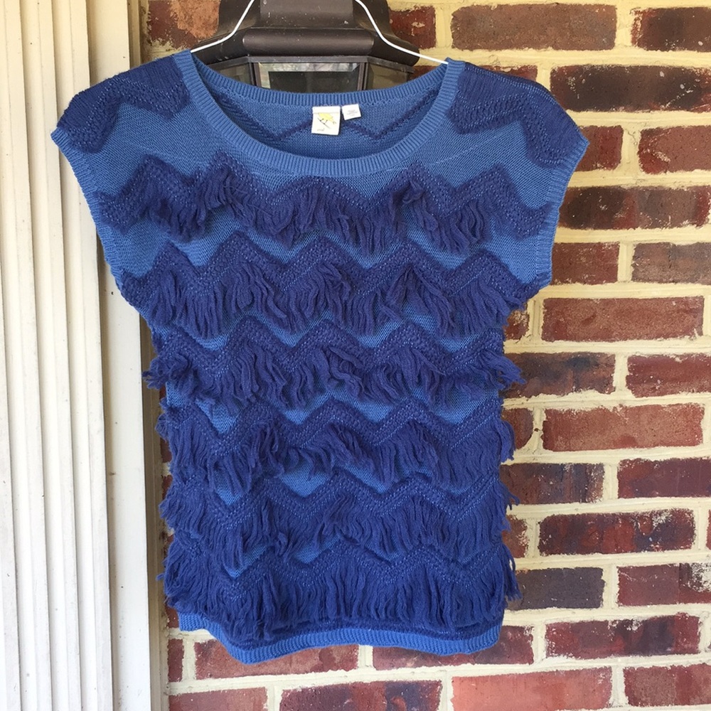HP🎉-Anthropologie fringe sweater shirt-Mint Cond.